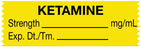 Medical Labels - Anesthesia Tape, Ketamine mg/mL, 1-1/2" x 1/2"