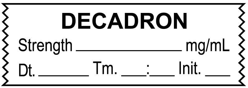 Medical Labels - Anesthesia Tape, Decadron mg/mL, Date Time Initial, 1-1/2" x 1/2"