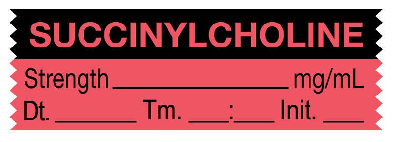 Medical Labels - Anesthesia Tape, Succinylcholine mg/mL, Date Time Initial, 1-1/2" x 1/2"