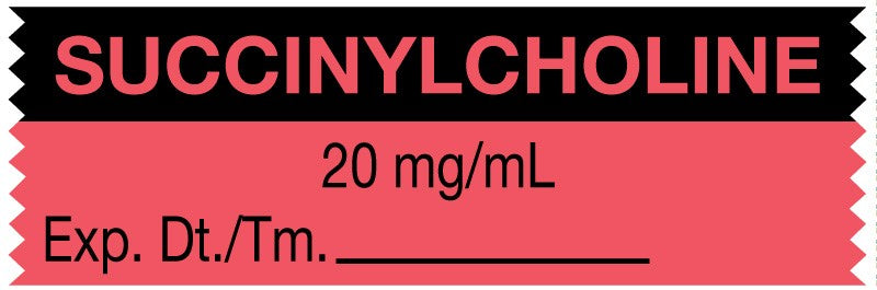Medical Labels - Anesthesia Tape, Succinylcholine 20 mg/mL, 1-1/2" x 1/2"