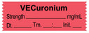Medical Labels - Anesthesia Tape, Vecuronium mg/mL, Date Time Initial, 1-1/2" x 1/2"