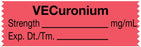 Medical Labels - Anesthesia Tape, VECuronium mg/mL, 1-1/2" x 1/2"