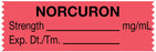 Medical Labels - Anesthesia Tape, Norcuron mg/mL, 1-1/2" x 1/2"