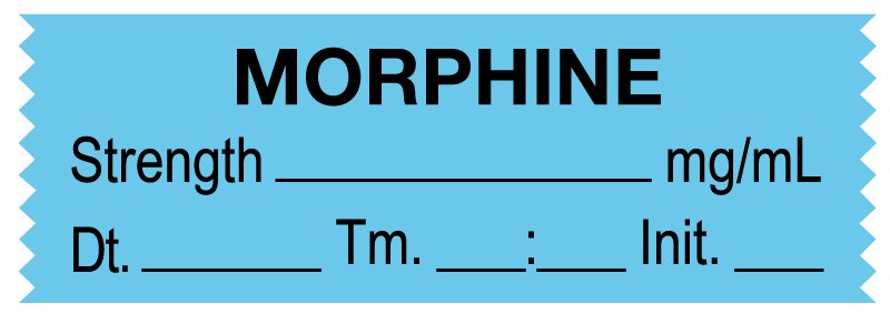 Medical Labels - Anesthesia Tape, Morphine mg/mL, Date Time Initial, 1-1/2" x 1/2"