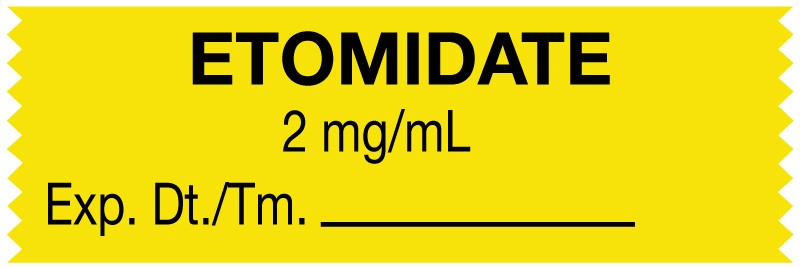 Medical Labels - Anesthesia Tape, Etomidate 2 mg/mL, 1-1/2" x 1/2"