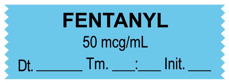 Medical Labels - Anesthesia Tape, Fentanyl 50 mcg/mL, Date Time Initial, 1-1/2" x 1/2"