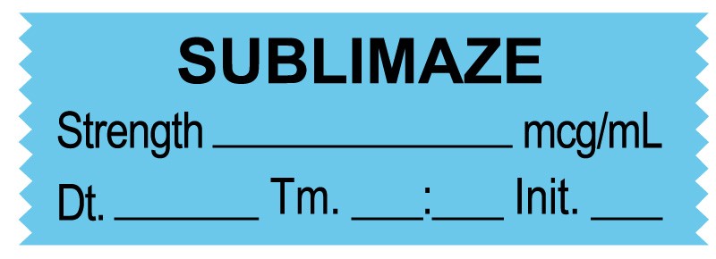 Medical Labels - Anesthesia Tape, Sublimaze mcg/mL, Date Time Initial, 1-1/2" x 1/2"