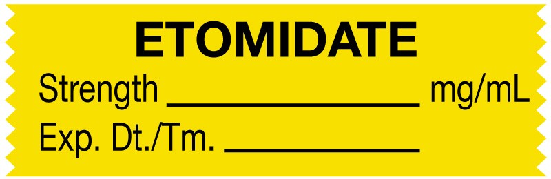 Medical Labels - Anesthesia Tape, Etomidate mg/mL, 1-1/2" x 1/2"