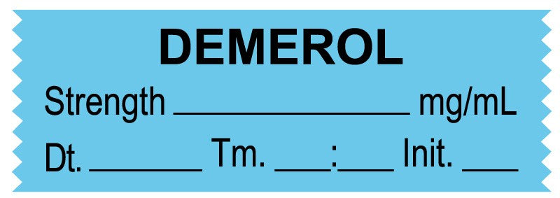 Medical Labels - Anesthesia Tape, Demerol mg/mL, Date Time Initial, 1-1/2" x 1/2"