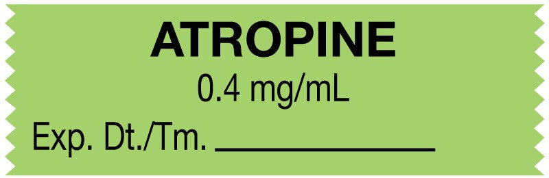 Medical Labels - Anesthesia Tape, Atropine 0.4 mg/mL, 1-1/2" x 1/2"