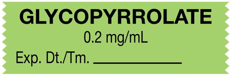 Medical Labels - Anesthesia Tape, Glycopyrrolate 0.2 mg/mL, 1-1/2" x 1/2"