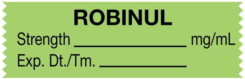 Medical Labels - Anesthesia Tape, Robinul mg/mL, 1-1/2" x 1/2"