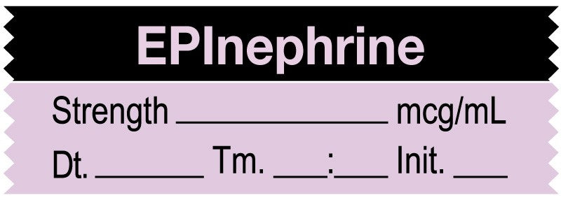 Medical Labels - Anesthesia Tape, Epinephrine mcg/mL, Date Time Initial, 1-1/2" x 1/2"