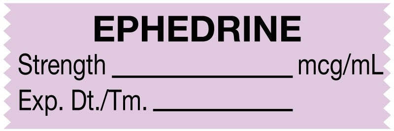 Medical Labels - Anesthesia Tape, Ephedrine mcg/mL, 1-1/2" x 1/2"