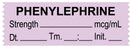 Medical Labels - Anesthesia Tape, Phenylephrine mcg/mL, Date Time Initial, 1-1/2" x 1/2"