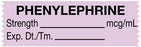 Medical Labels - Anesthesia Tape, Phenylephrine mcg/mL, 1-1/2" x 1/2"