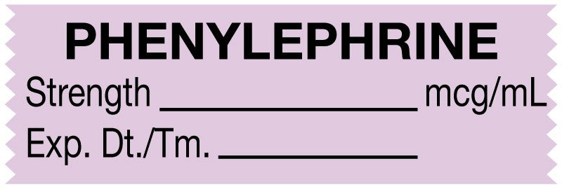 Medical Labels - Anesthesia Tape, Phenylephrine mcg/mL, 1-1/2" x 1/2"
