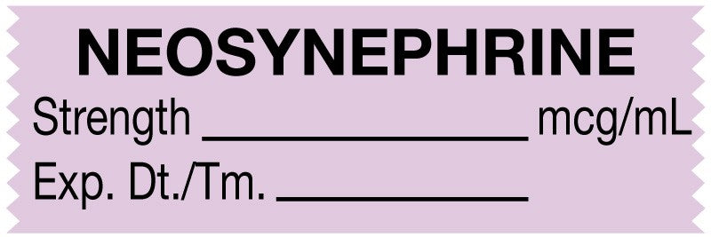 Medical Labels - Anesthesia Tape, Neosynephrine mcg/mL, 1-1/2" x 1/2"