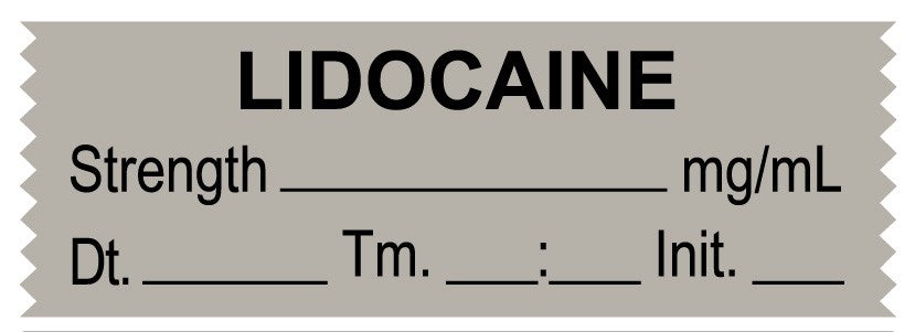 Medical Labels - Anesthesia Tape, Lidocaine mg/mL, Date Time Initial, 1-1/2" x 1/2"