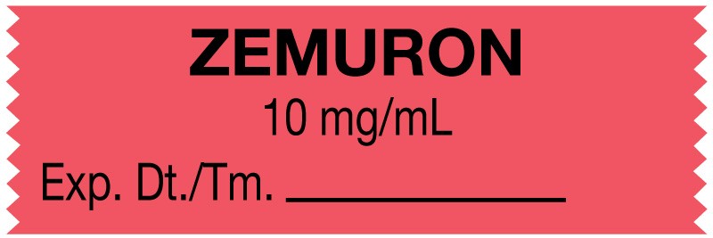 Medical Labels - Anesthesia Tape, Zemuron 10 mg/mL, 1-1/2" x 1/2"