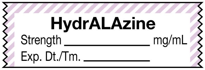 Medical Labels - Anesthesia Tape, Hydralazine mg/mL, 1-1/2" x 1/2"