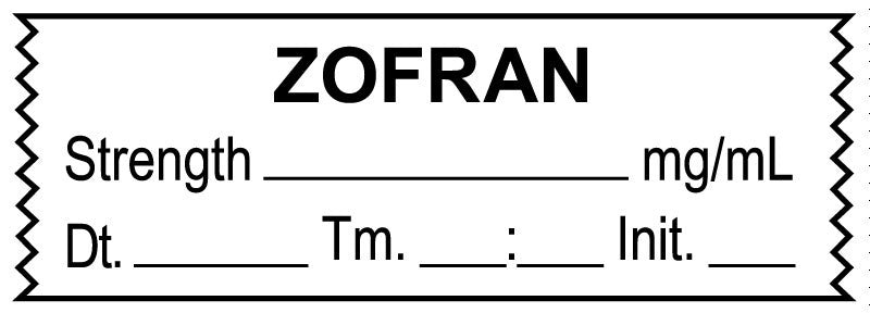 Medical Labels - Anesthesia Tape, Zofran mg/mL, Date Time Initial, 1-1/2" x 1/2"