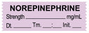 Medical Labels - Anesthesia Tape, Norepinephrine mg/mL, Date Time Initial, 1-1/2" x 1/2"