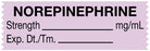 Medical Labels - Anesthesia Tape, Norepinephrine mg/mL, 1-1/2" x 1/2"