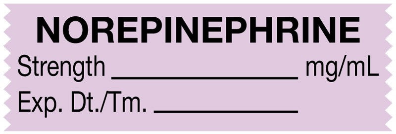 Medical Labels - Anesthesia Tape, Norepinephrine mg/mL, 1-1/2" x 1/2"