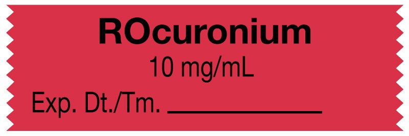 Medical Labels - Anesthesia Tape, Rocuronium 10mg/mL, 1-1/2" x 1/2"