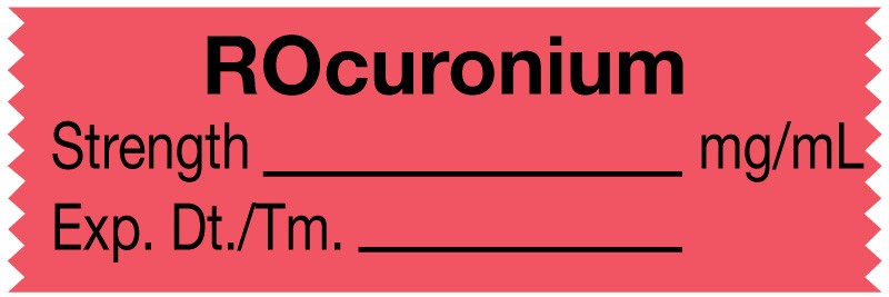 Medical Labels - Anesthesia Tape, Rocuronium mg/mL, 1-1/2" x 1/2"