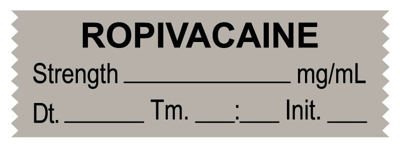 Medical Labels - Anesthesia Tape, Ropivacaine mg/mL, Date Time Initial, 1-1/2" x 1/2"
