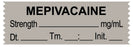 Medical Labels - Anesthesia Tape, Mepivacaine mg/mL, Date Time Initial, 1-1/2" x 1/2"