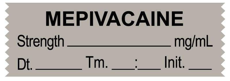 Medical Labels - Anesthesia Tape, Mepivacaine mg/mL, Date Time Initial, 1-1/2" x 1/2"