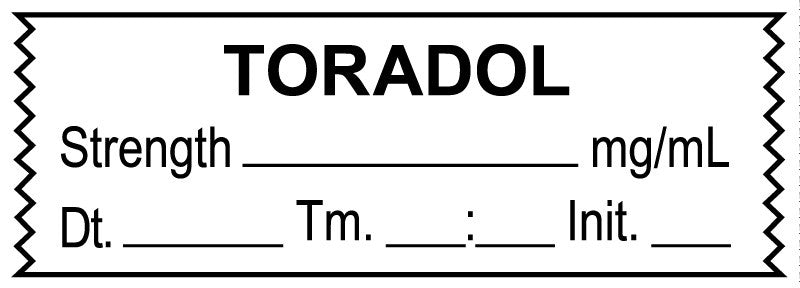 Medical Labels - Anesthesia Tape, Toradol mg/mL, Date Time Initial, 1-1/2" x 1/2"