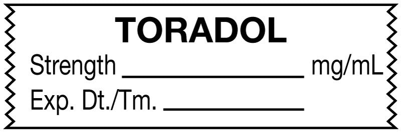 Medical Labels - Anesthesia Tape, Toradol mg/mL, 1-1/2" x 1/2"