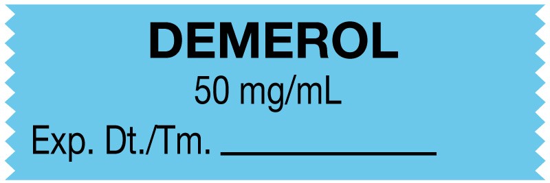 Medical Labels - Anesthesia Tape, Demerol 50 mg/mL, 1-1/2" x 1/2"