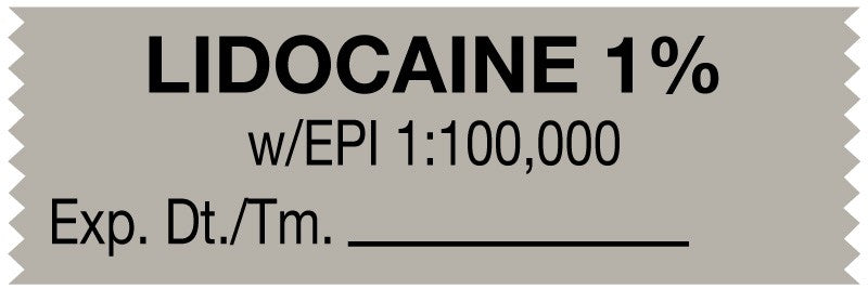 Medical Labels - Anesthesia Tape, Lidocaine 1% W EPI, 1-1/2" x 1/2"