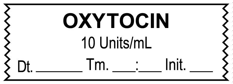 Medical Labels - Anesthesia Tape, Oxytocin 10 Units/mL , Date Time Initial, 1-1/2" x 1/2"