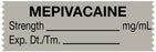 Medical Labels - Anesthesia Tape, Mepivacaine mg/mL, 1-1/2" x 1/2"
