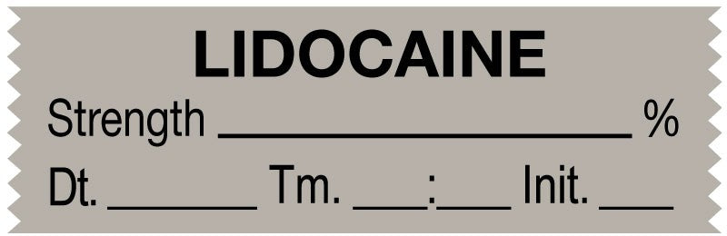 Medical Labels - Anesthesia Tape, Lidocaine %, Date Time Initial, 1-1/2" x 1/2"