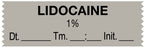 Medical Labels - Anesthesia Tape, Lidocaine 1%, Date Time Initial, 1-1/2" x 1/2"