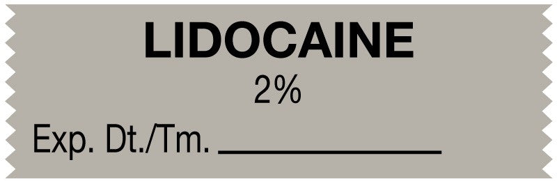 Medical Labels - Anesthesia Tape, Lidocaine 2%, 1-1/2" x 1/2"