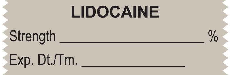 Medical Labels - Anesthesia Tape, Lidocaine %, 1-1/2" x 1/2"