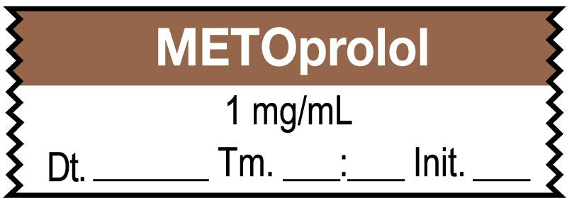 Medical Labels - Anesthesia Tape, Metoprolol 1 mg/mL, Date Time Initial, 1-1/2" x 1/2"