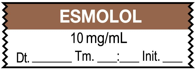 Medical Labels - Anesthesia Tape, Esmolol 10 mg/mL,, Date Time Initial, 1-1/2" x 1/2"