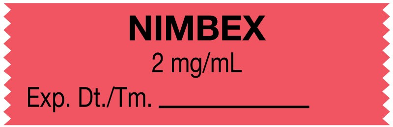 Medical Labels - Anesthesia Tape, Nimbex 2mg/mL, 1-1/2" x 1/2"