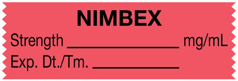 Medical Labels - Anesthesia Tape, Nimbex mg/mL, 1-1/2" x 1/2"