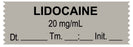 Medical Labels - Anesthesia Tape, Lidocaine 20 mg/mL, Date Time Initial, 1-1/2" x 1/2"