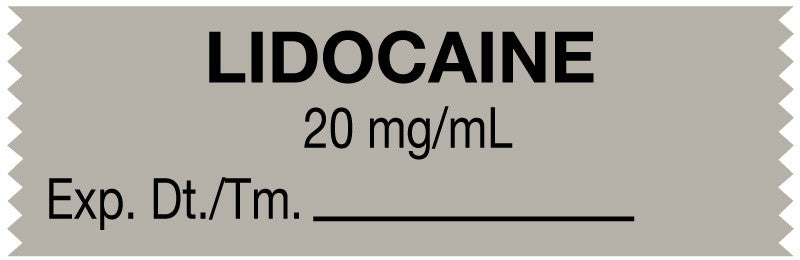 Medical Labels - Anesthesia Tape, Lidocaine 20 mg/mL, 1-1/2" x 1/2"